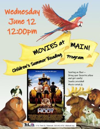 Movie Flyer for Hoot at the Tillamook Main Library 