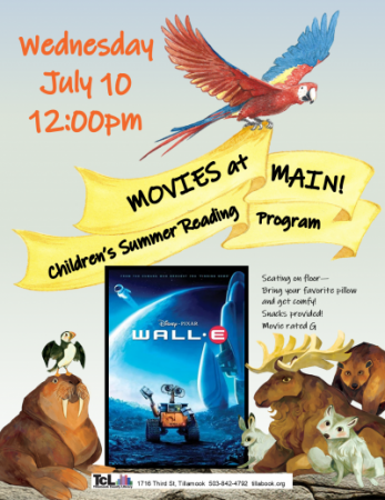 A parrot flies over the The WallE movie while animals look on
